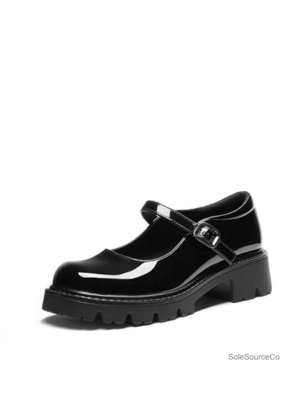 Mary Jane Platform Pumps for Women, Faux Leather Chunky Heel Shoes